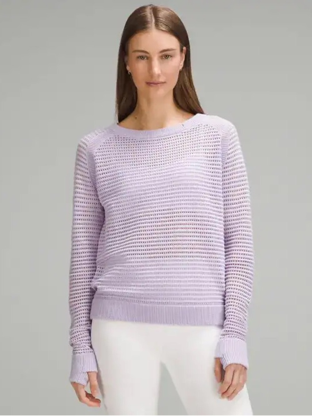 Lululemon Pointelle-Knit Cotton Sweater, Lilac Ether, Size L